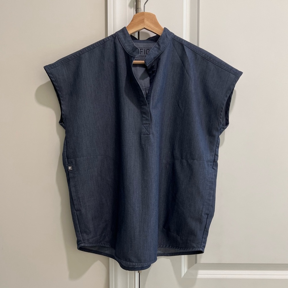 FIGS denim scrub top and bottom